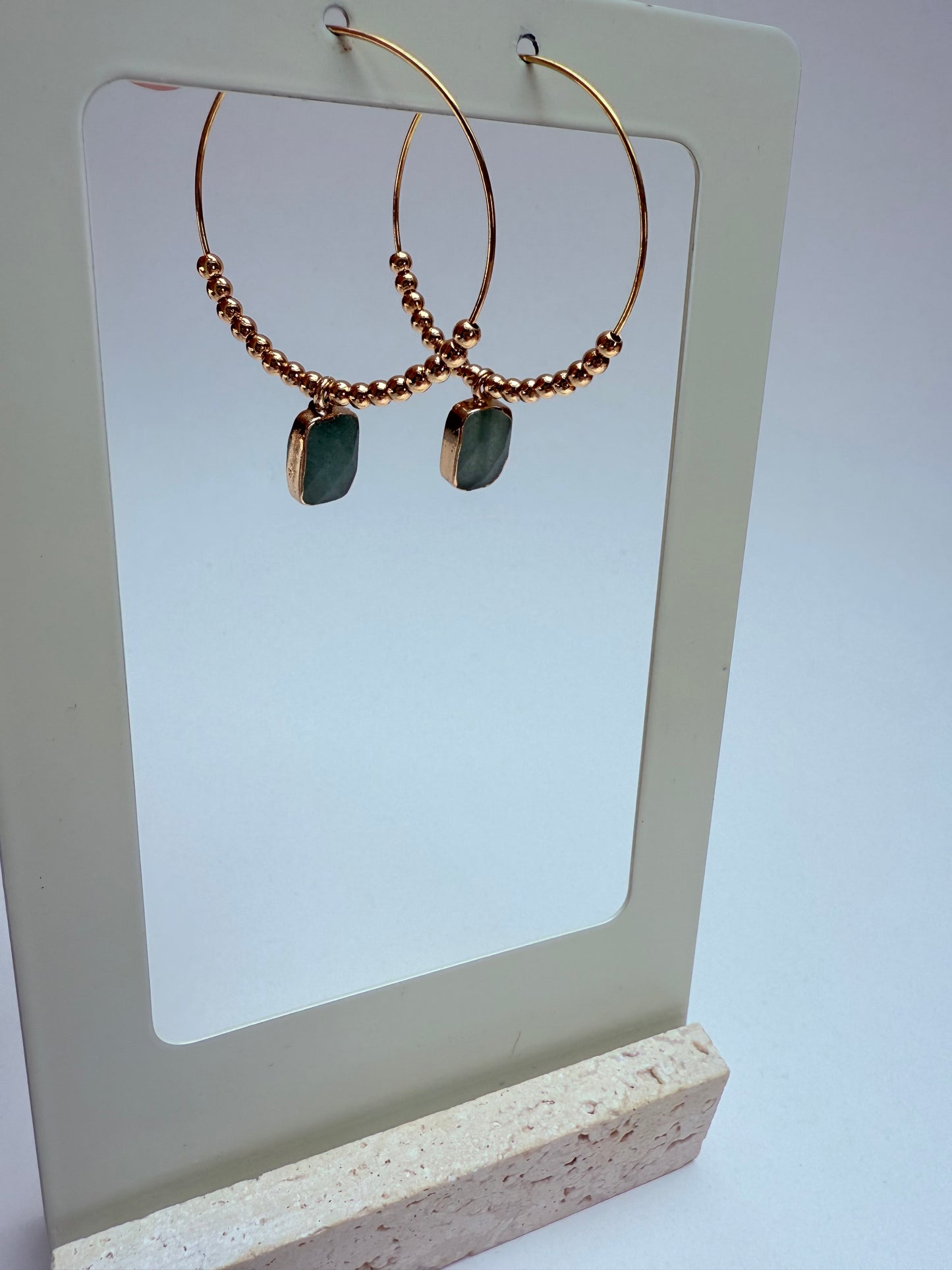 Aventurine rectangle Hoops