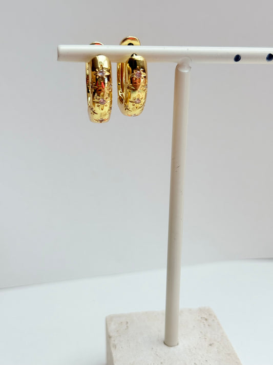 Cubic zirconia Star hoops