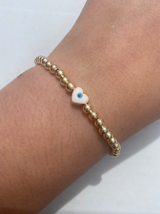 Evil Eye Gold beaded bracelet