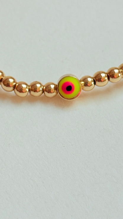 Neon Evil Eye Gold filled bracelet