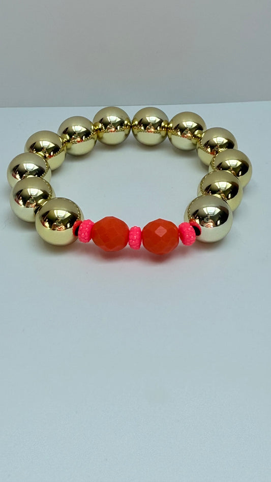 Gold orange  & hot pink bracelet