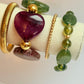 Olive green acrylic & gold filled bracelet