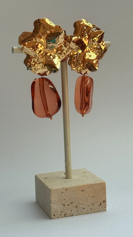 Caramel flower earrings