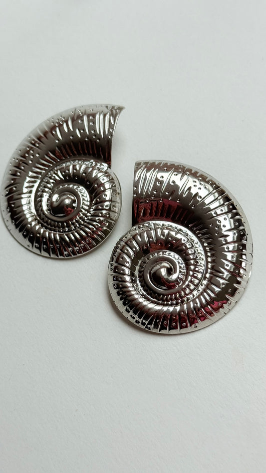 Oversized Silver shell earrings