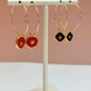 Red Heart charm Hoops