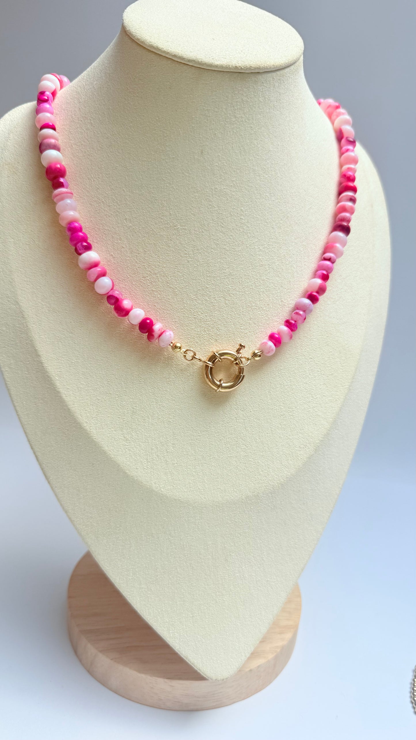 Pink Opal rondelle necklace