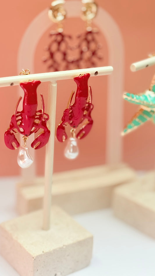 Lobster pearl  earrings
