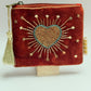 Rust heart  hand beaded  purse