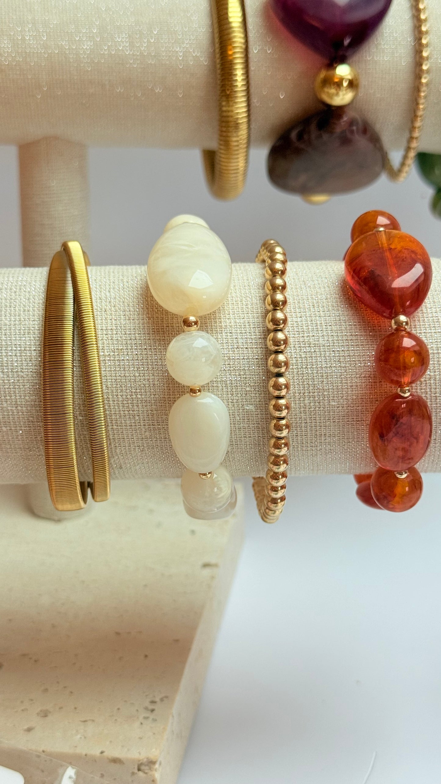 Amber acrylic & gold filled bracelet