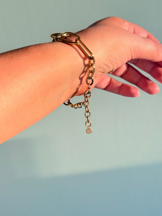 Large gold link bracelet