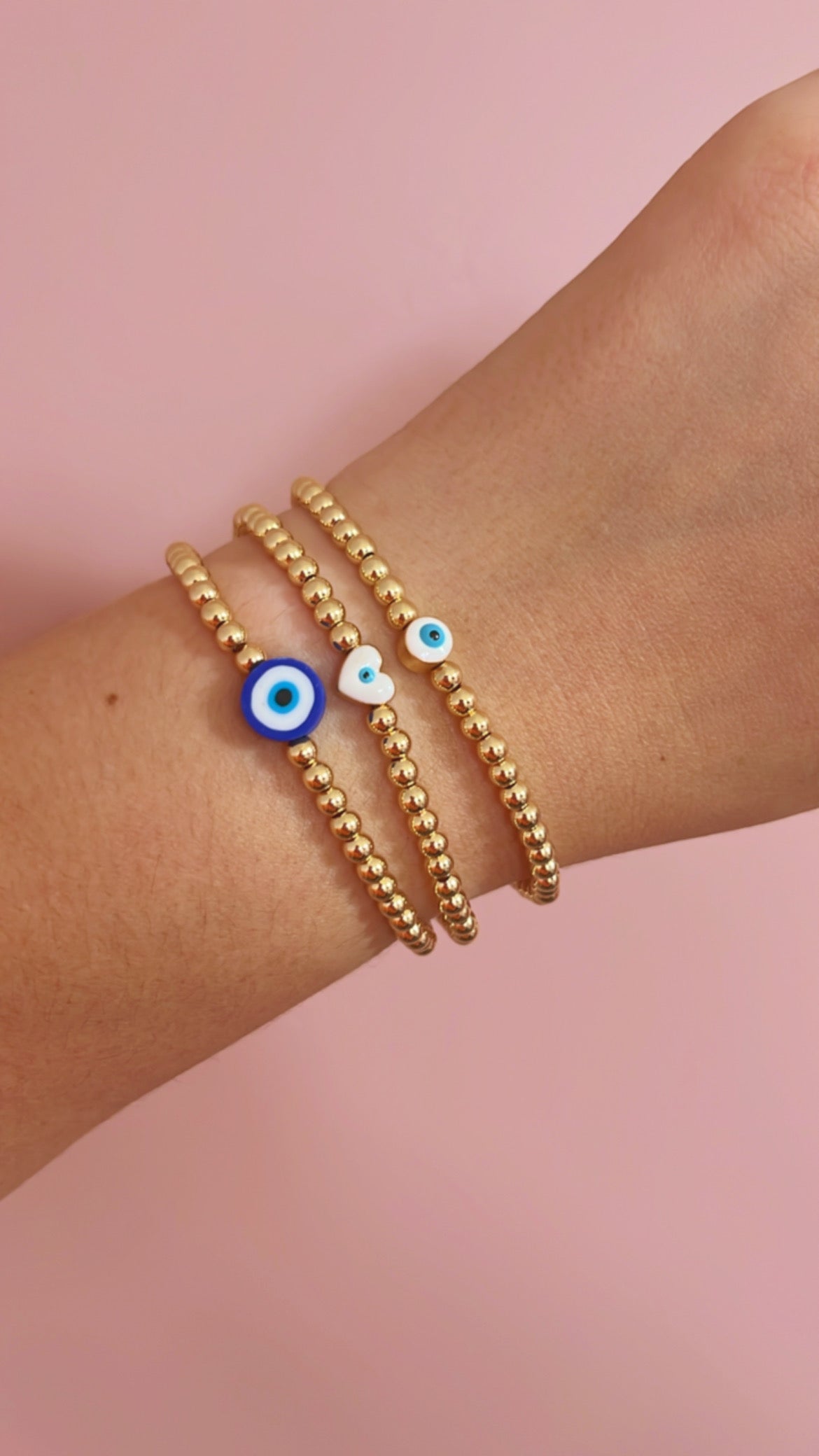 Evil Eye Gold beaded bracelet