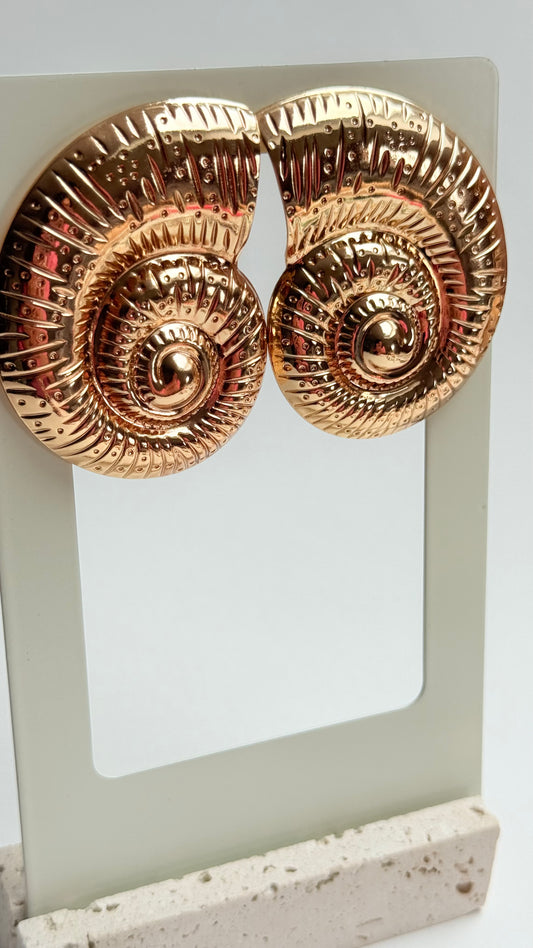 Oversized gold shell earrings