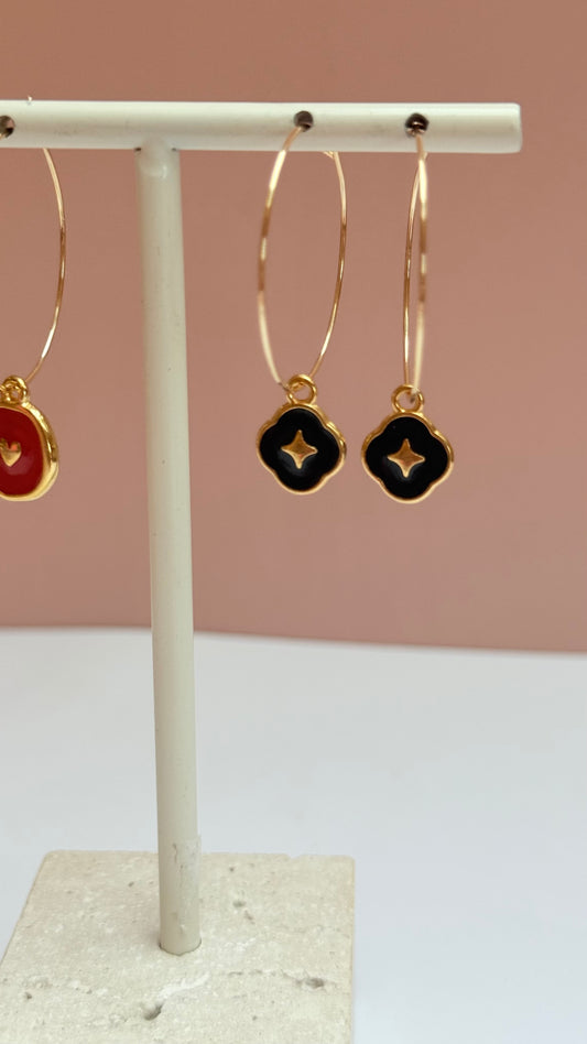 Black star charm Hoops