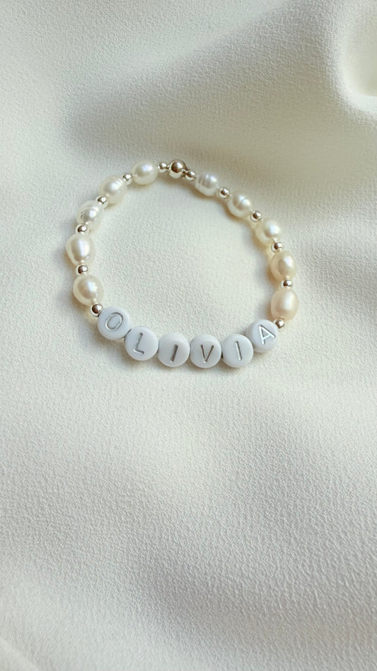 Sterling silver & pearl communion bracelet