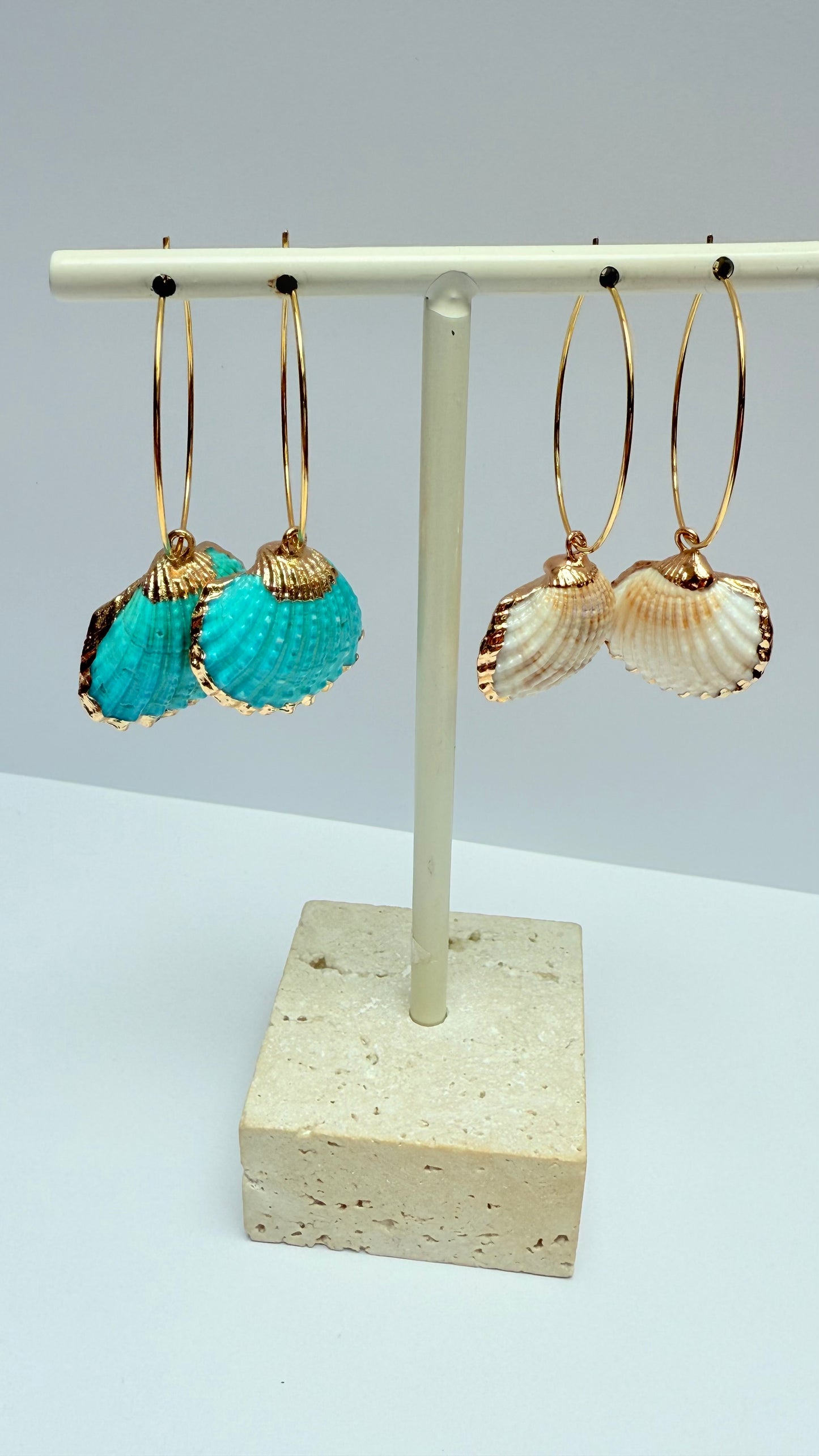 Turquoise shell  Hoops