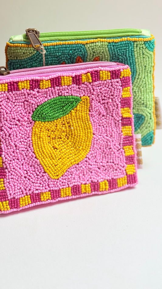 Lemon handbeaded purse