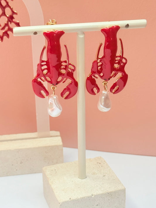Lobster pearl  earrings