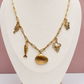 Gold link chain with seaside  charms