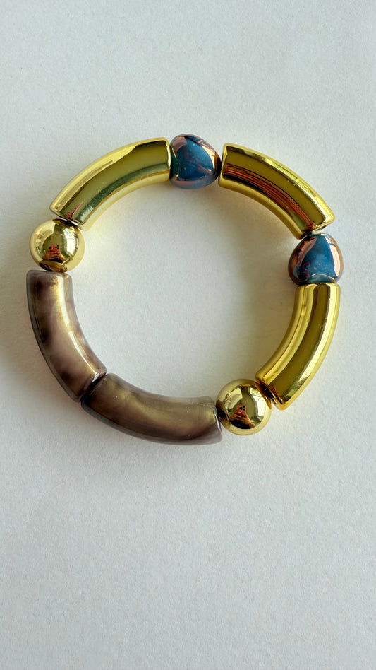 Bronze & gold acrylic tube bangle