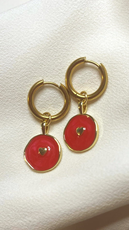 Red heart creole Hoops my