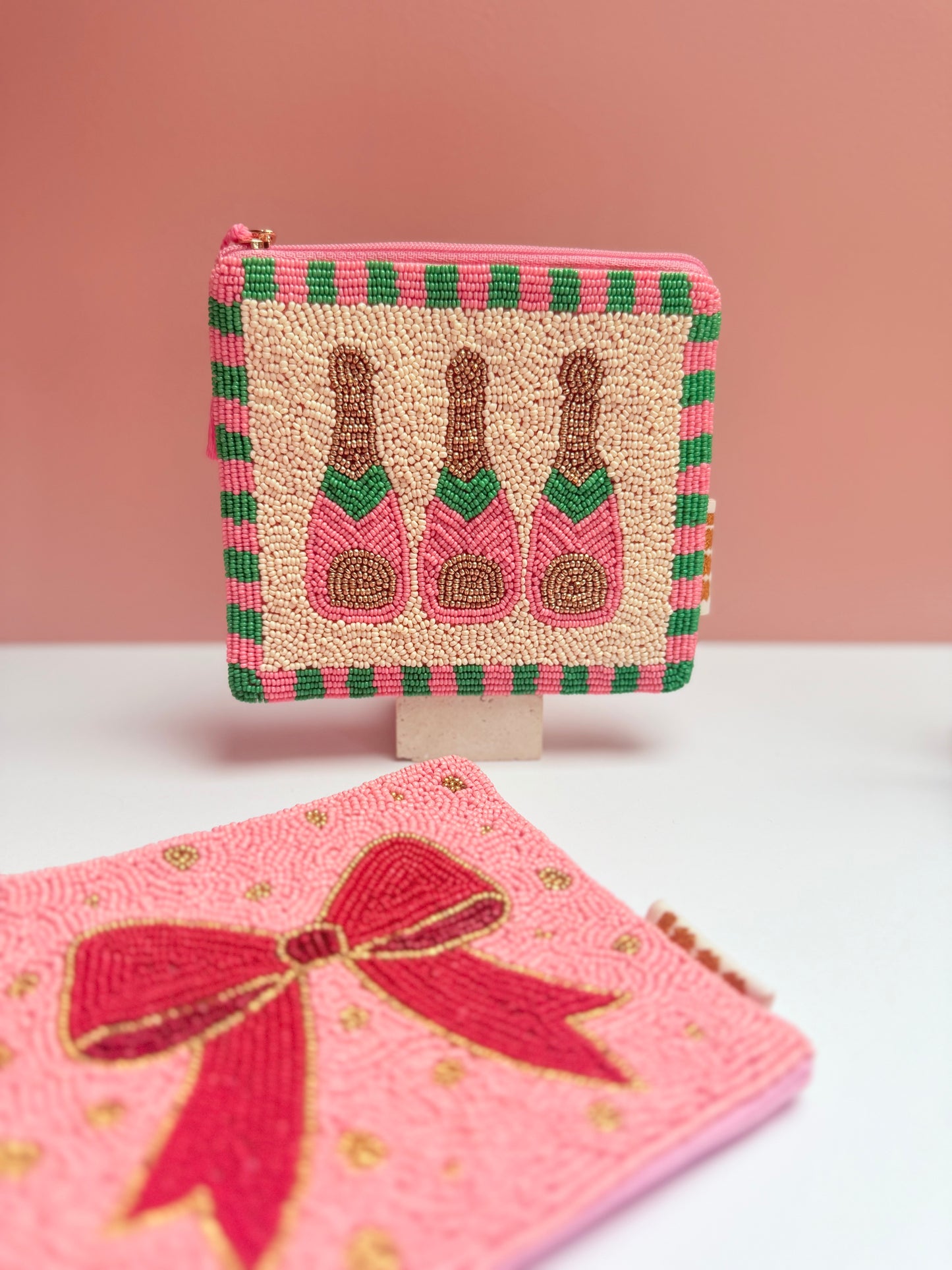 Champagne pop handbeaded purse