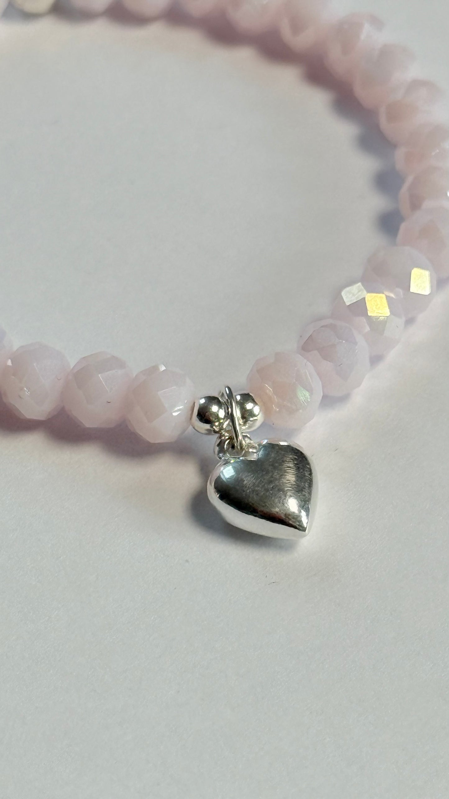 Pink crystal heart charm bracelet (Communion/Confirmation)