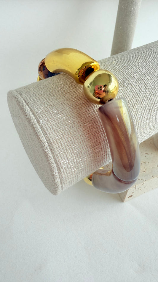 Bronze & gold acrylic tube bangle