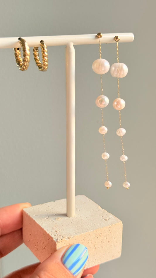 Pearl chain drop earrings