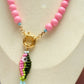 Bright pink fish  necklace