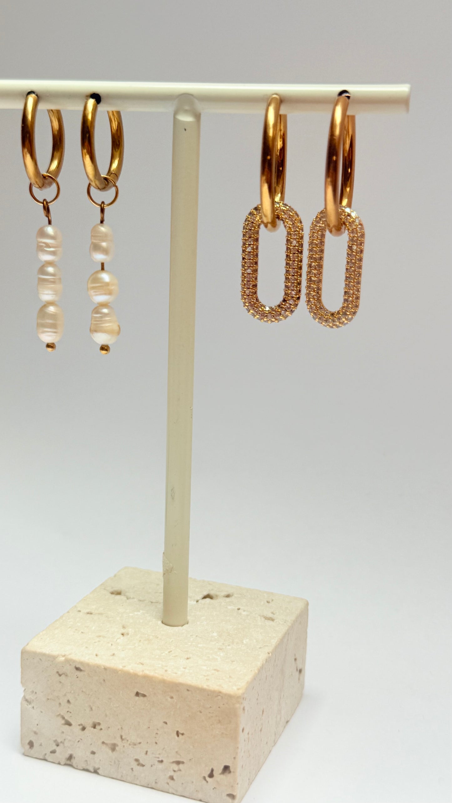 Pearl drop creole Hoops