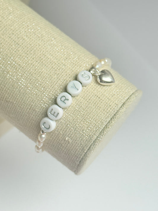 Pearl heart charm bracelet (Communion/Confirmation)