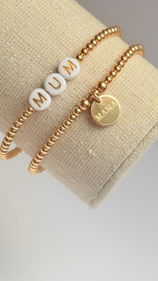 Gold filled Mama charm bracelet (3mm)