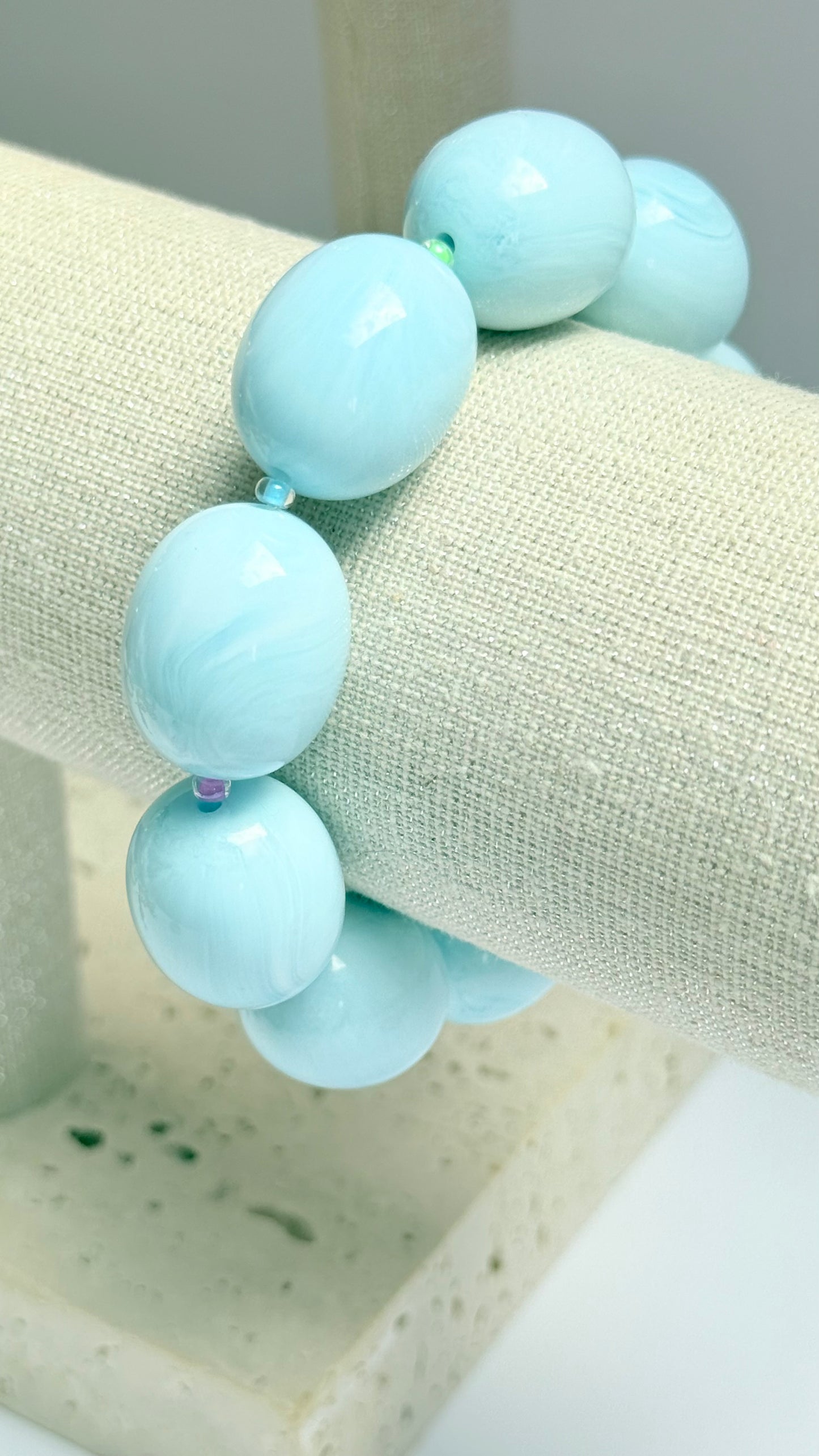 Baby blue marble acrylic bracelet