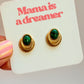 Green stud earring