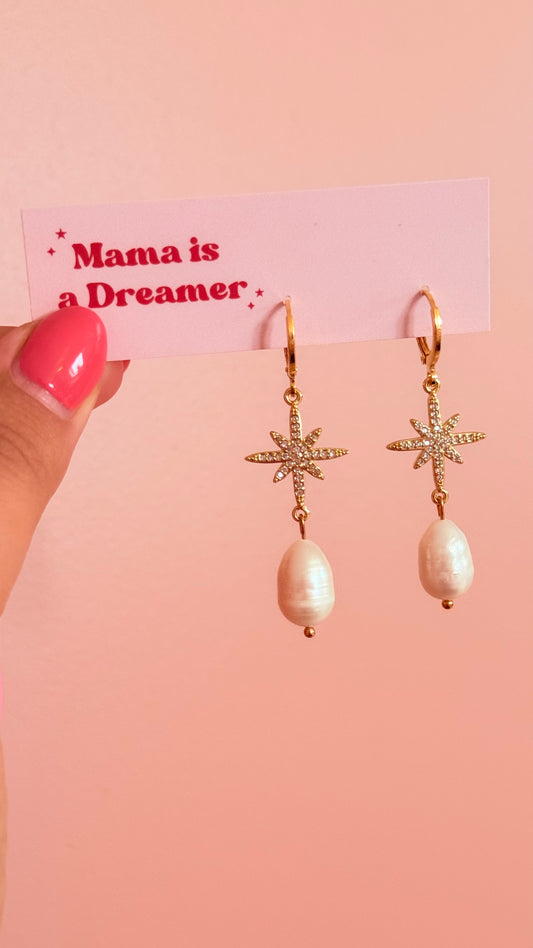 Pearl & Star drop earring