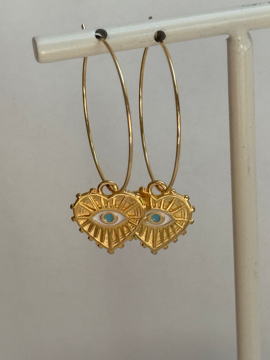 Evil eye Heart Earrings