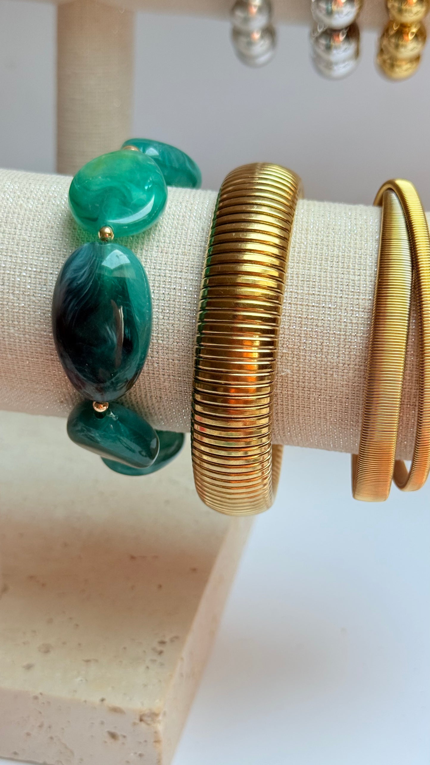 Teal acrylic & gold filled bracelet