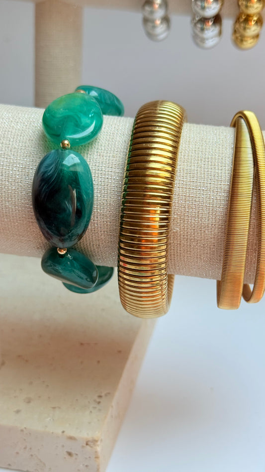 Teal acrylic & gold filled bracelet
