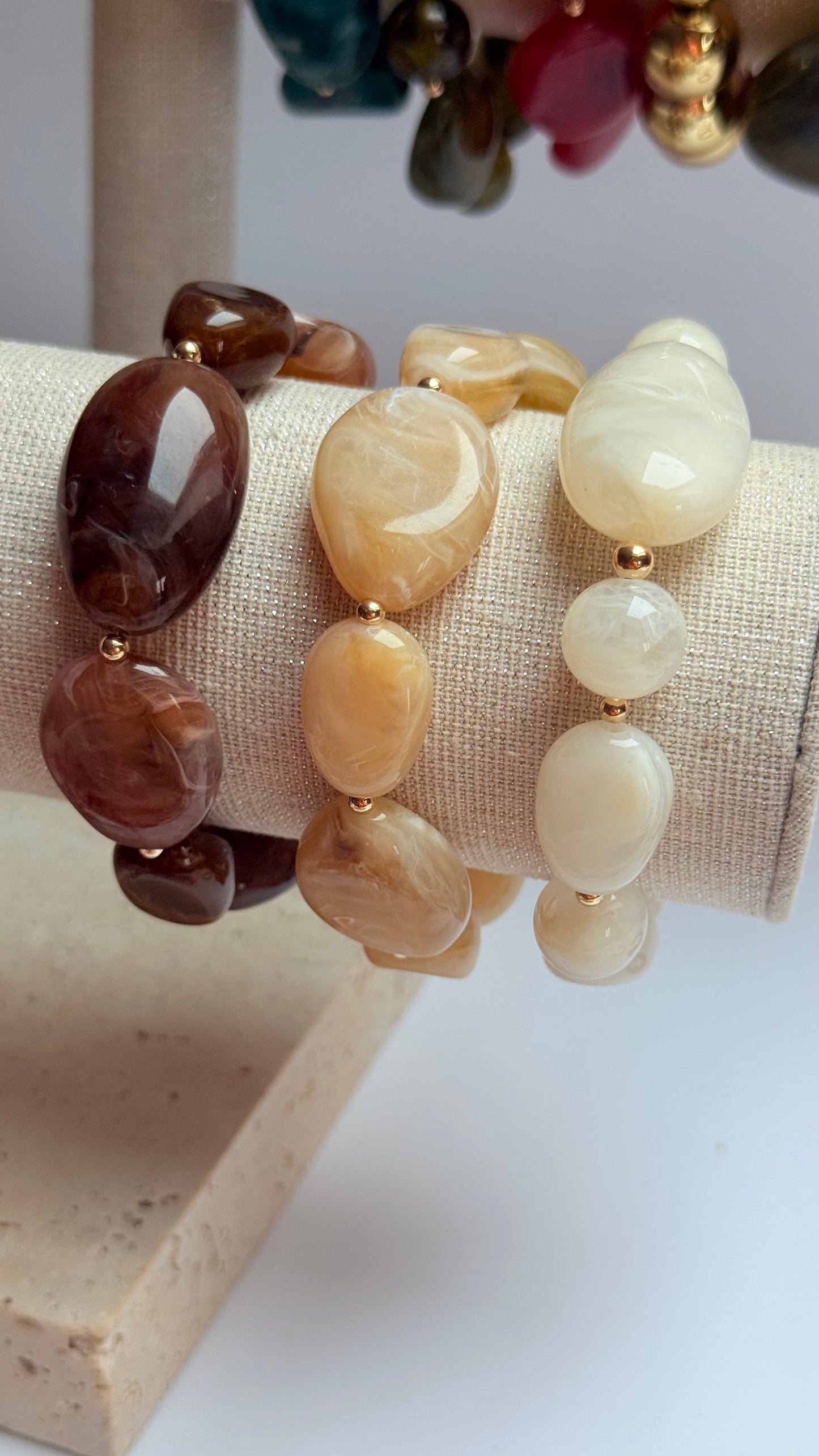 Brown Marble acrylic & gold filled bracelet