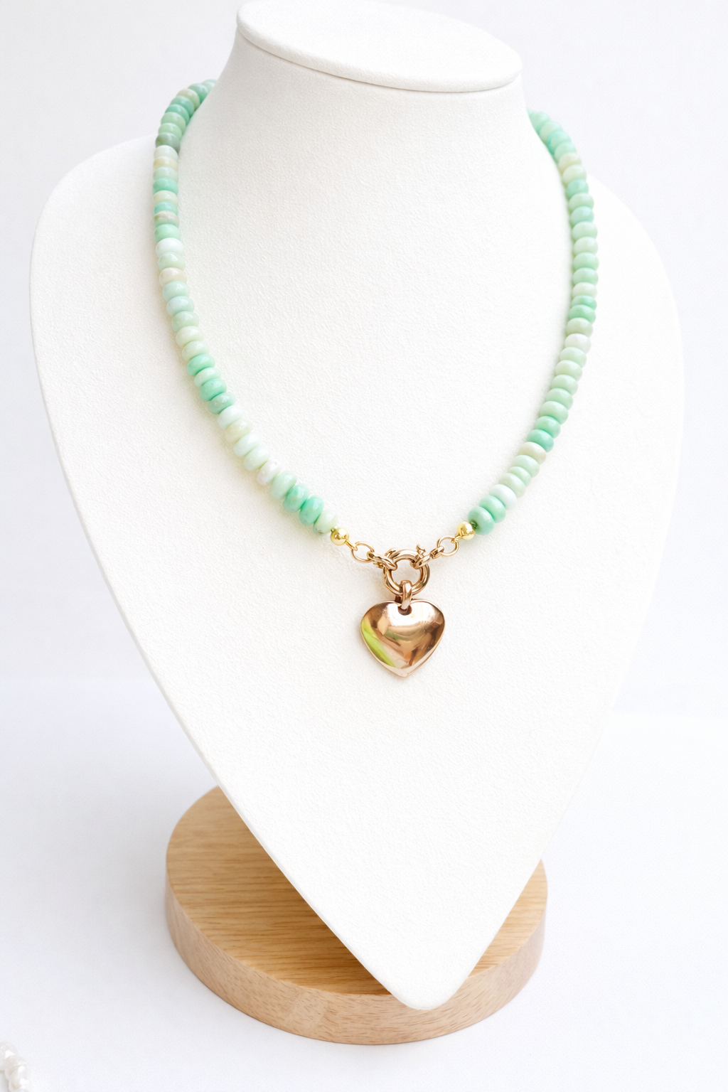 Peru sky blue opal rondelle necklace