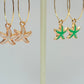 Green Starfish Hoop Earrings