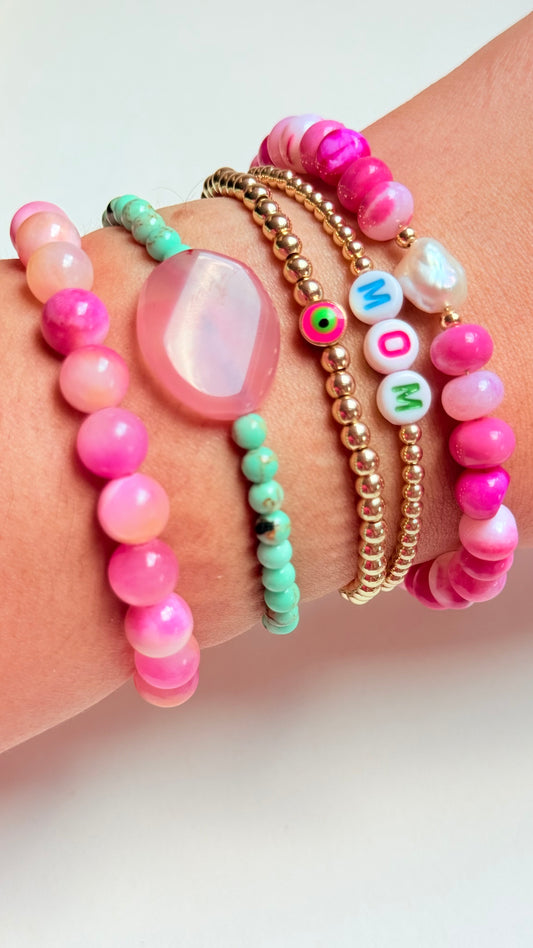 Turquoise Green with magenta stone bracelet