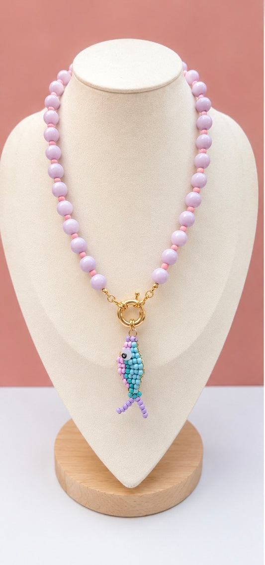 Lilac fish  necklace