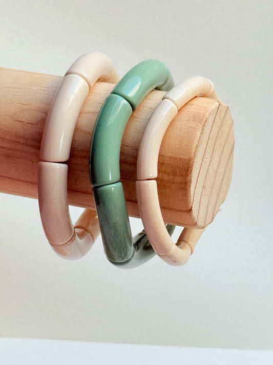 Beige acrylic tube bangle