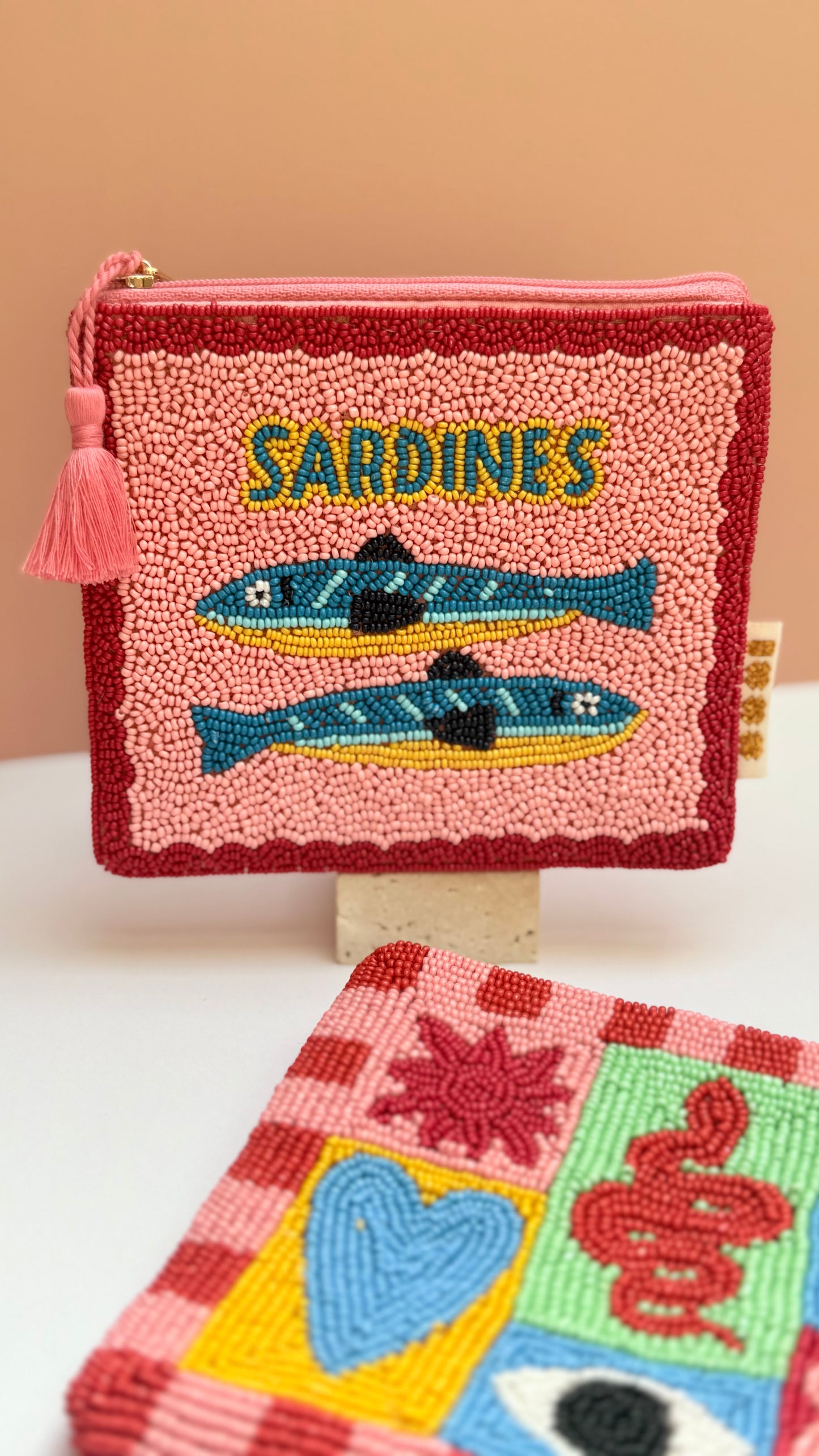 Sardines hand beaded  purse
