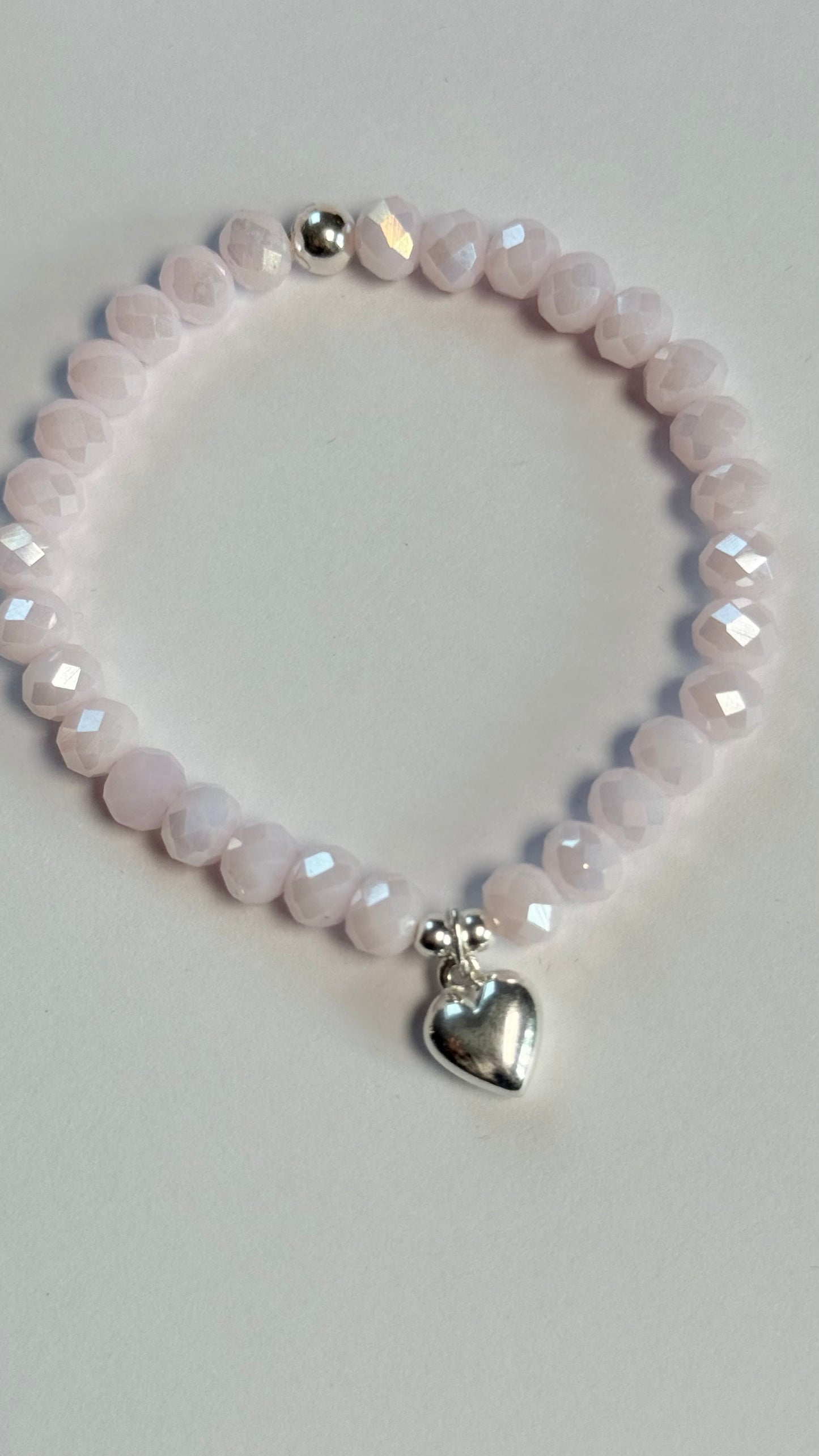 Pink crystal heart charm bracelet (Communion/Confirmation)