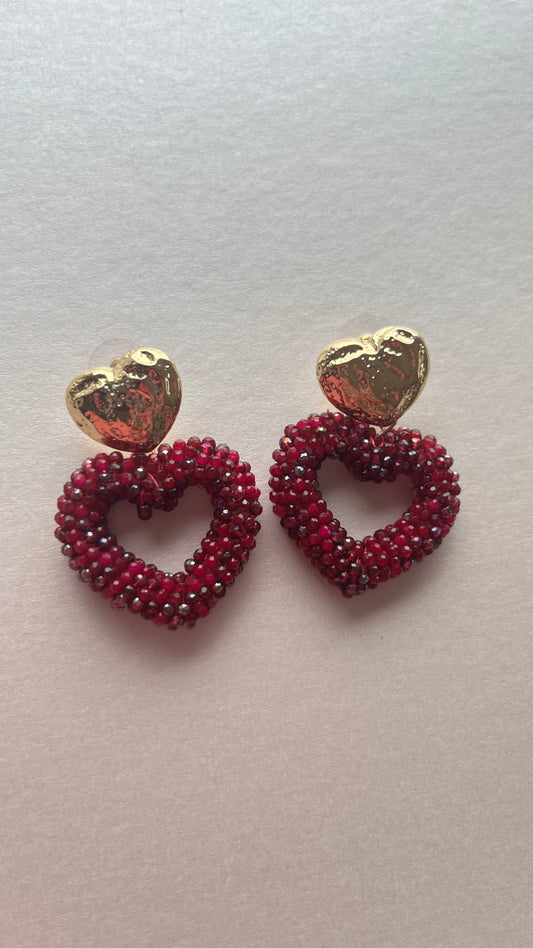 Wine Sparkle Heart Earrings