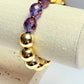 Gold acrylic & purple faceted bead bracelet