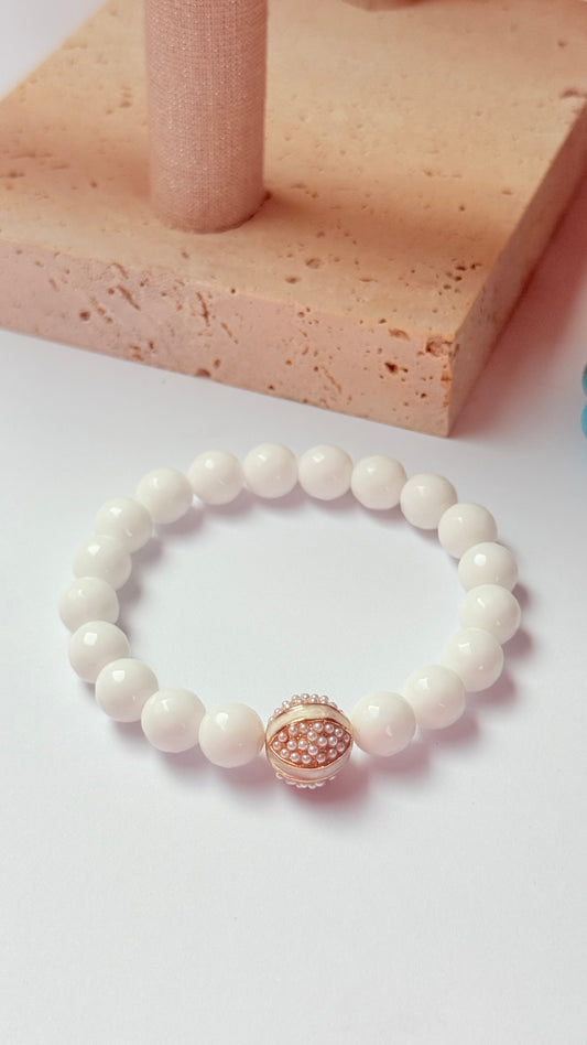 Bohemian white jade bracelet