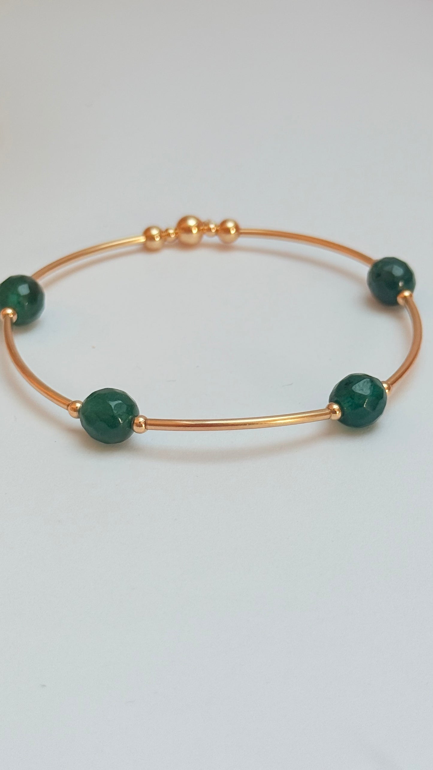 Jade  &  gold filled tube bracelet